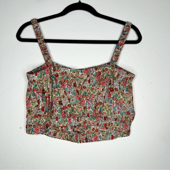 Roller Rabbit Multicolor Floral Crop Tank Top 70's Style Summer Size Medium Boho - Picture 2 of 9